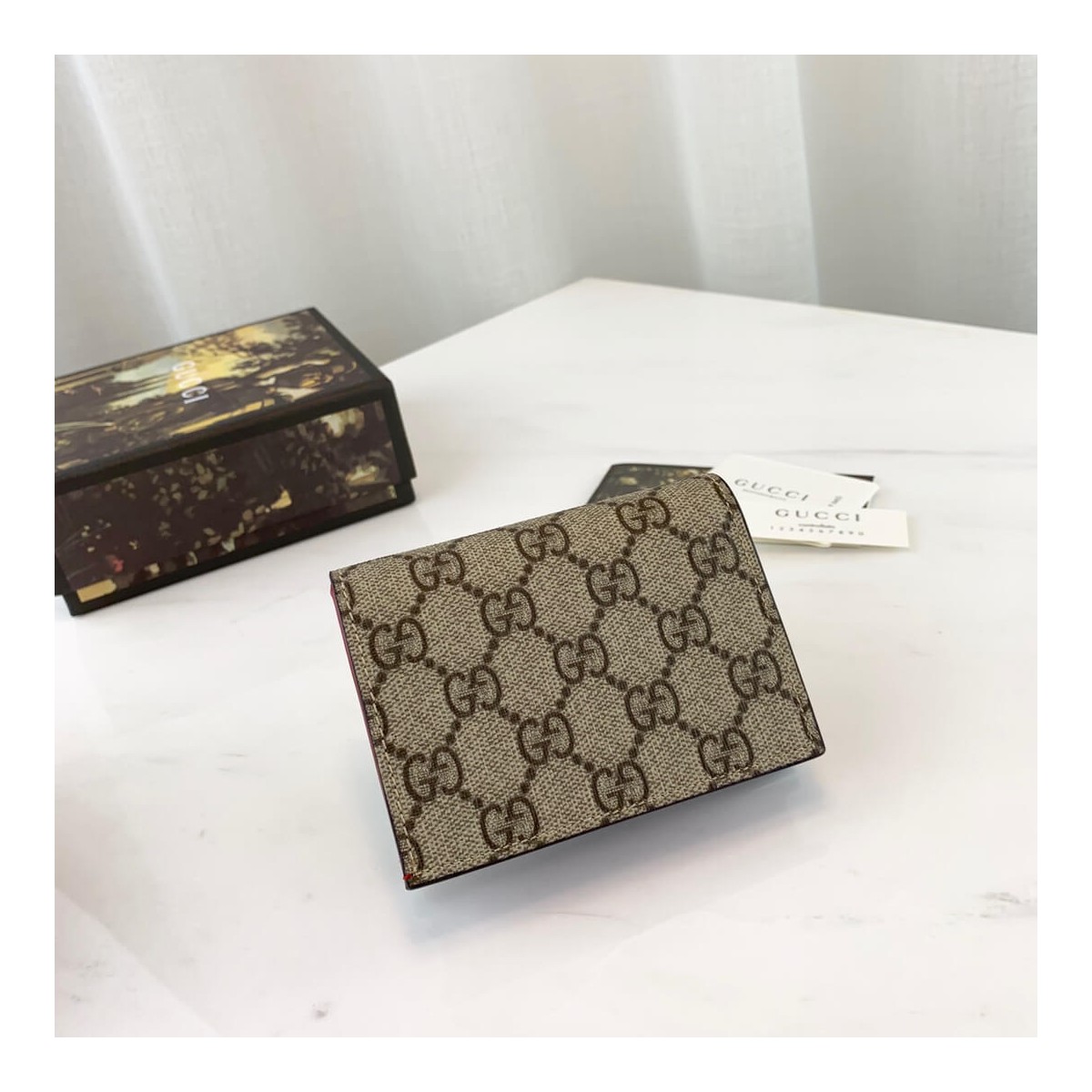 Gucci GG Supreme Card Case Wallet With Cherries 476050