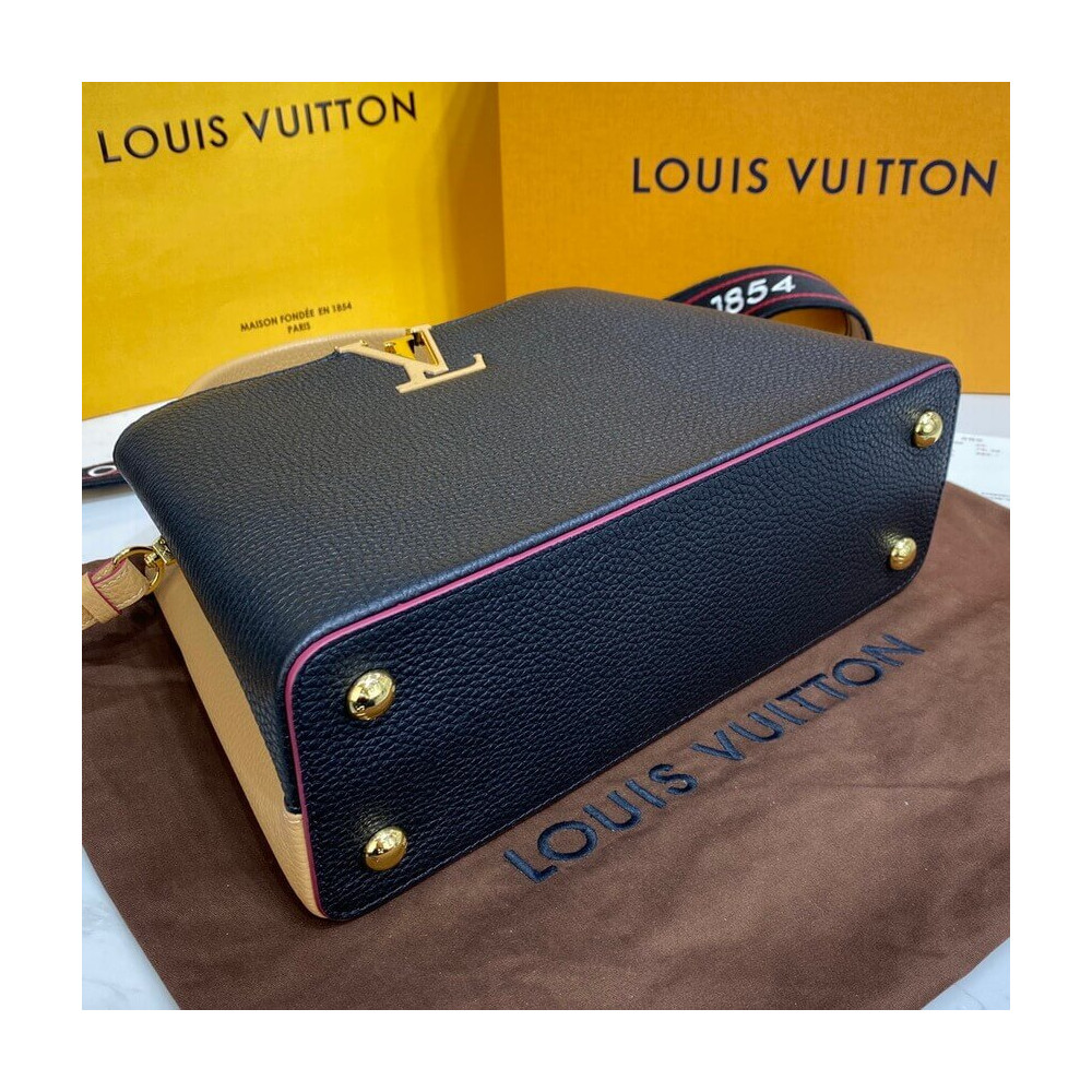 Louis Vuitton Capucines MM M58608 Black/Arizona Beige