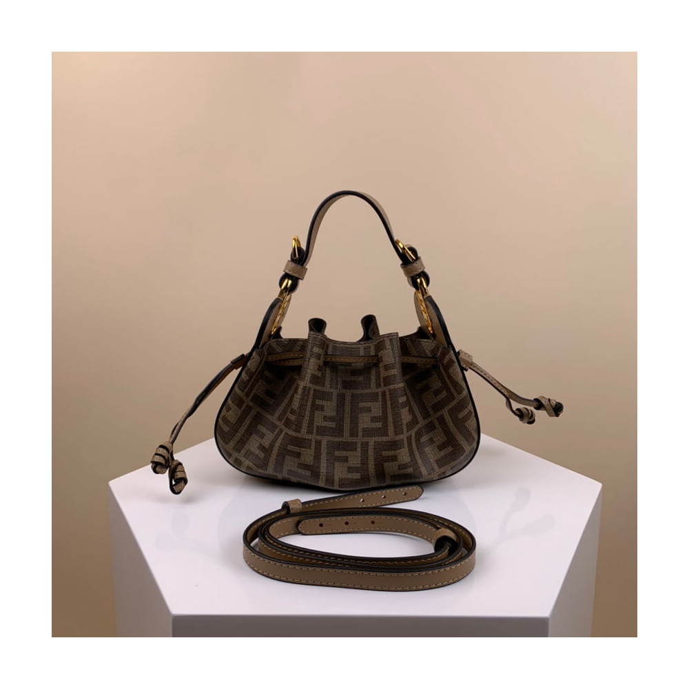 Fendi Pomodorino Brown FF Fabric Mini Bag 8BS059