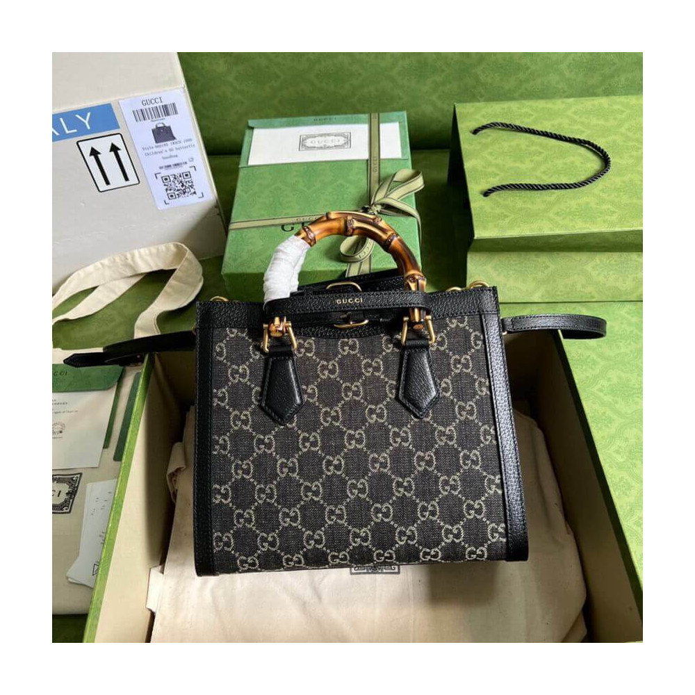 Gucci Diana Small Tote Bag 660195 in Black Denim