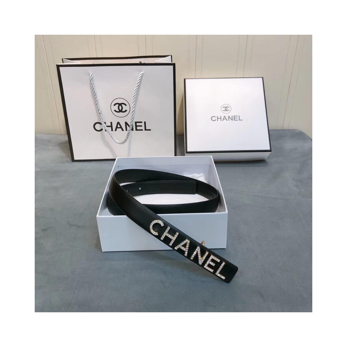 Chanel Calfskin Strass Logo Belt AA6700