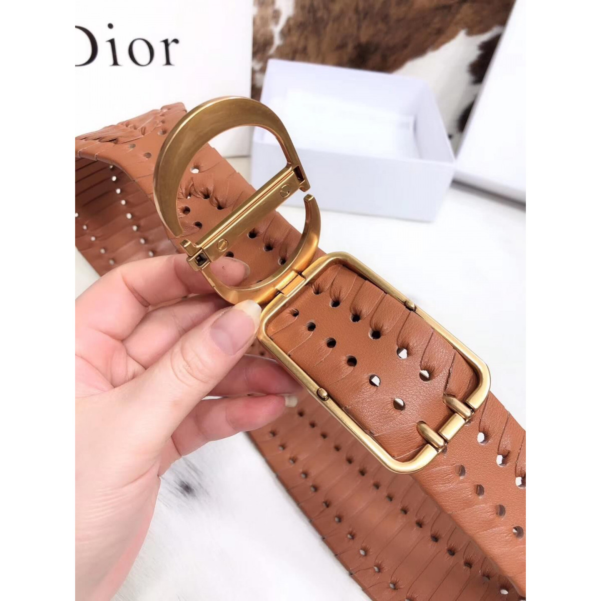 Christian Dior Black 30 Montaigne Calfskin Belt B0047