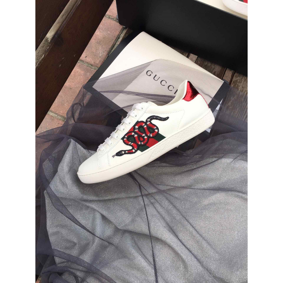 Gucci Ace Kingsnake Embroidered Sneaker 456230