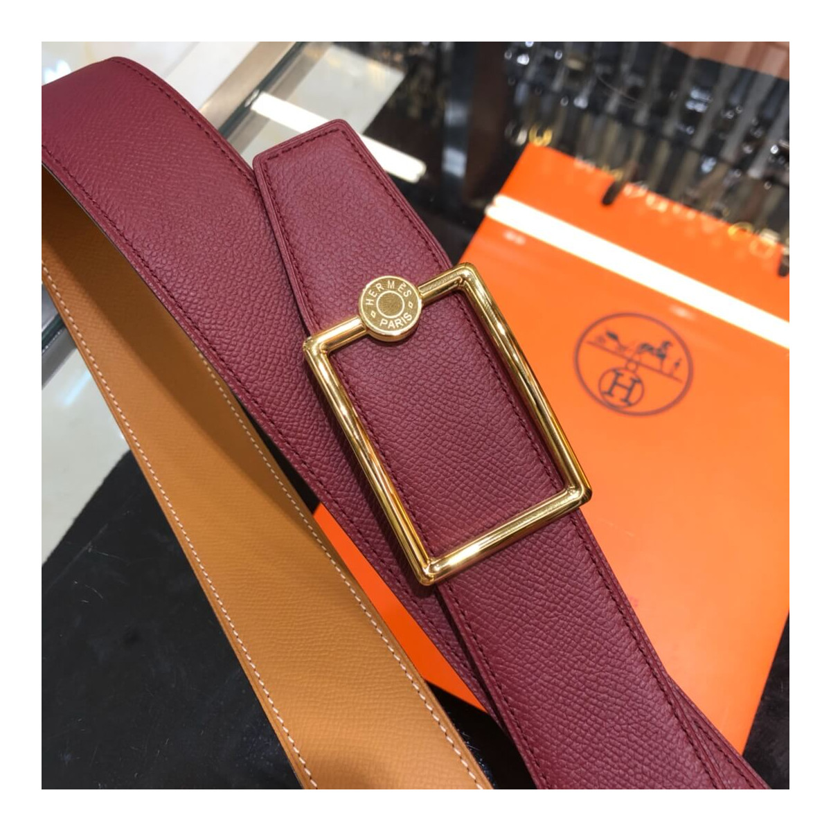 Hermes Oscar Buckle &amp; Reversible Leather Belt 38mm H074561