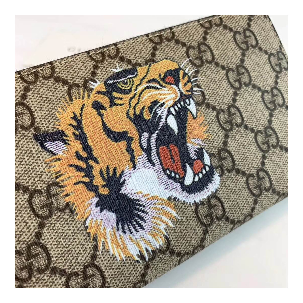 Gucci Angry Tiger Print GG Supreme Zip Around Wallet 451273