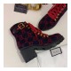 Gucci Trip GG Wool Combat Boots 583349 Blue/Red