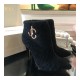 Jimmy Choo Shearling Ankle Bootie with Gold JC Logo 80259