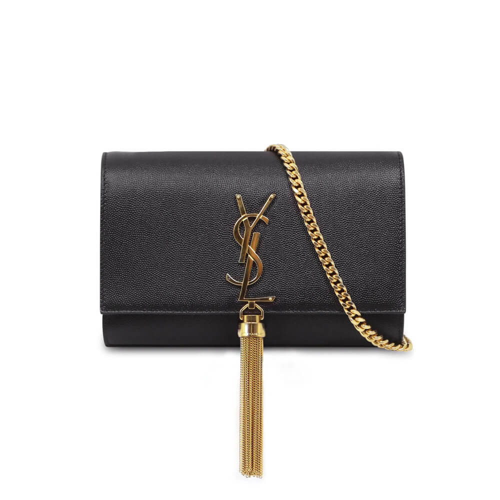 YSL Saint Laurent Kate Medium With Tassel In Grain De Poudre Leather 354119 Black