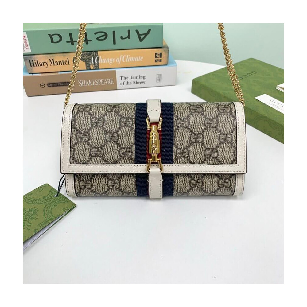 Gucci Jackie 1961 Chain Wallet 652681 White