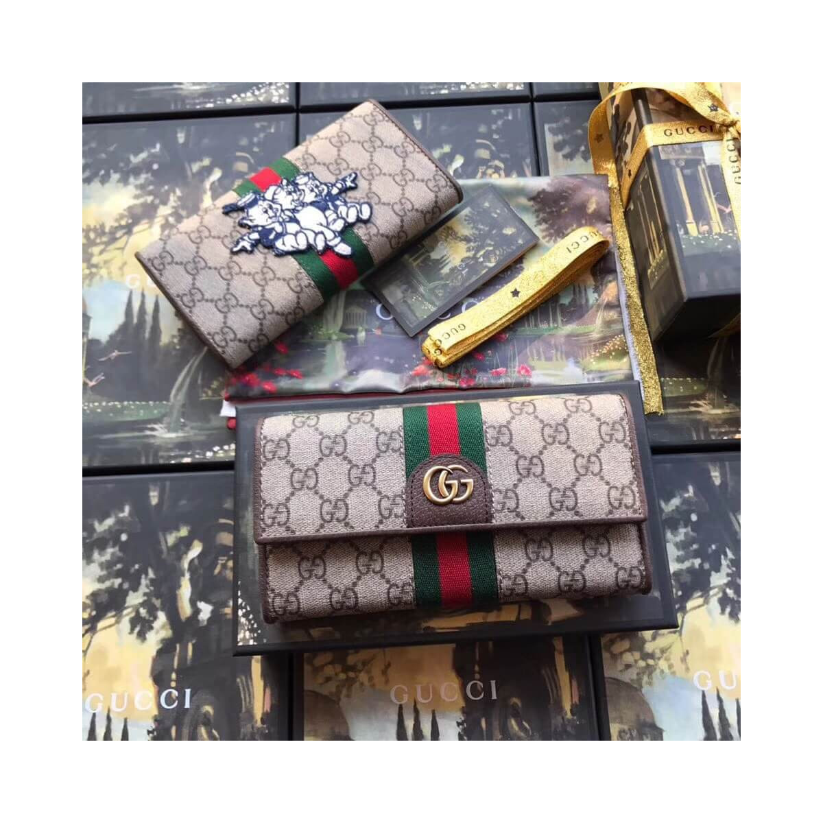 Gucci GG Continental Wallet with Three Little Pigs 557803