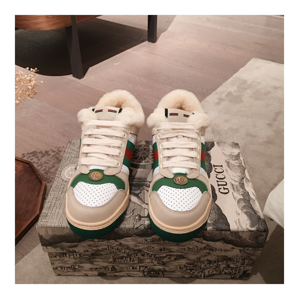 Gucci Screener Leather Sneaker 570441 White