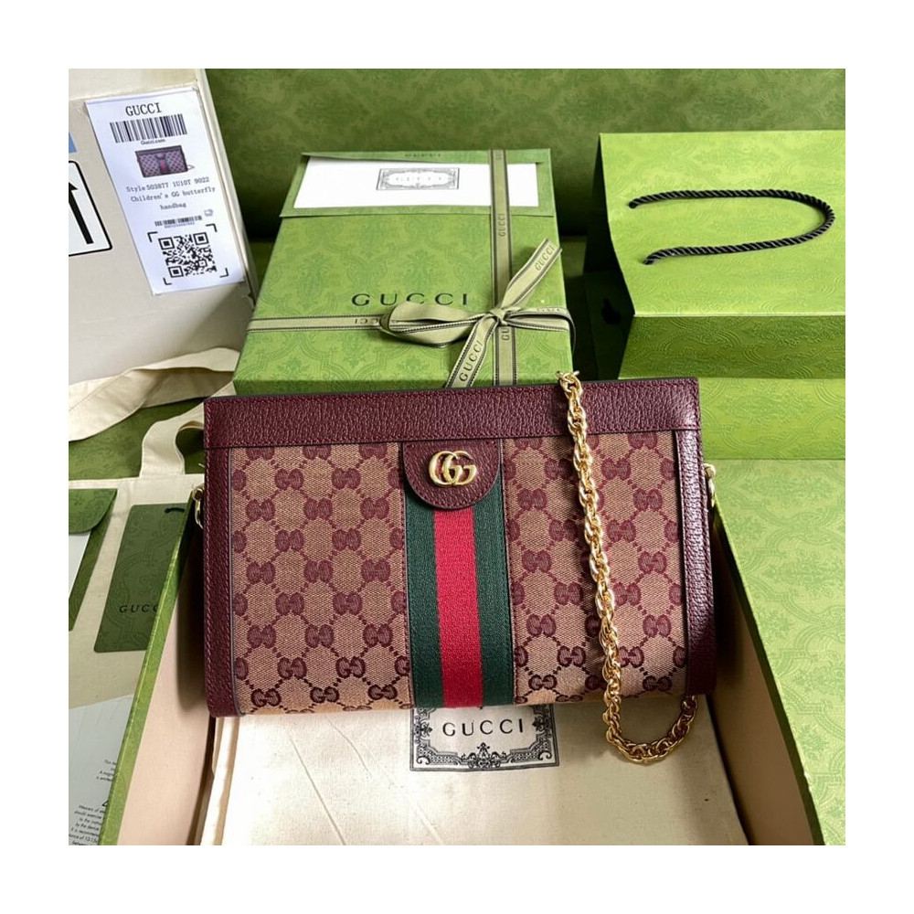 Gucci Ophidia GG Small Shoulder Bag 503877 in Burgundy