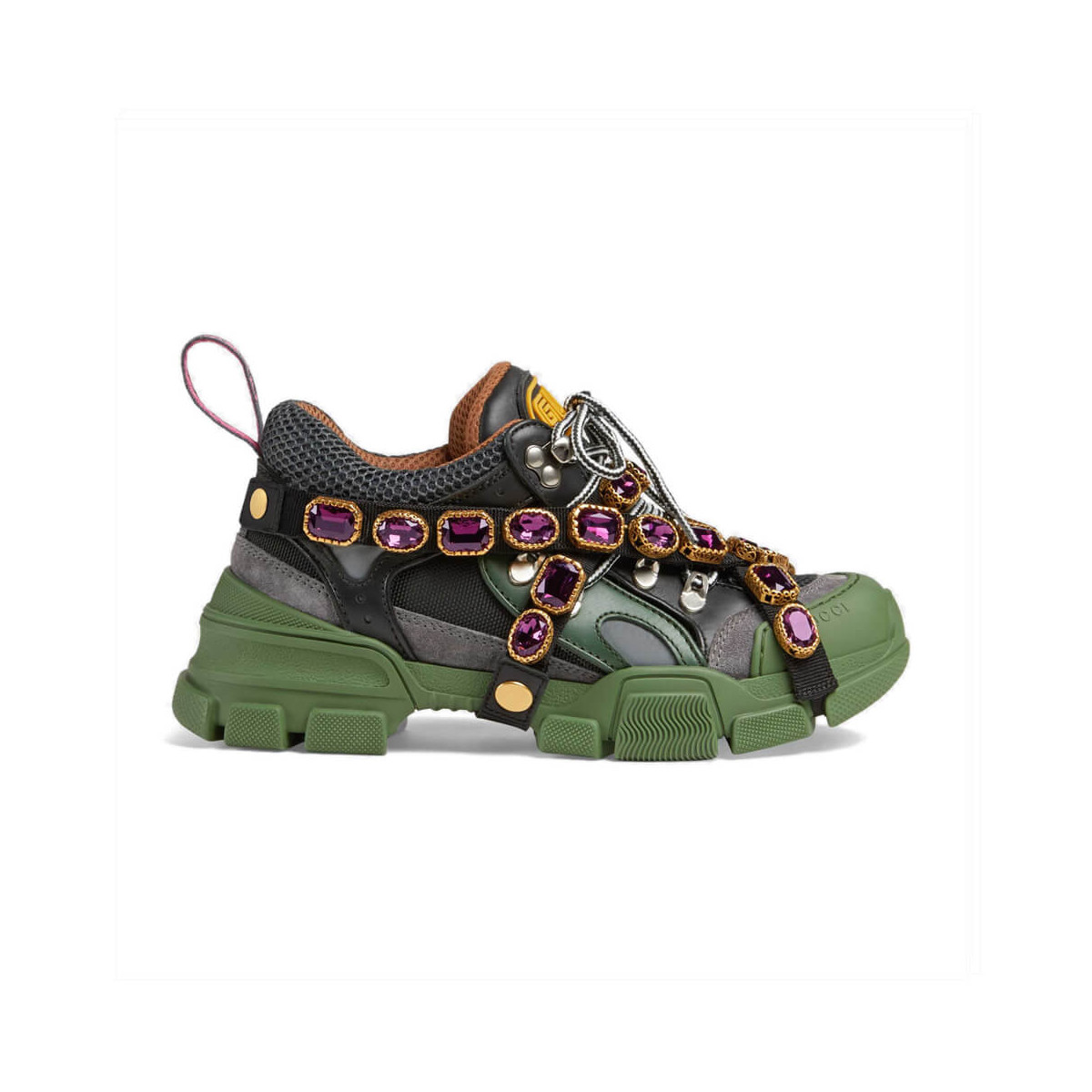 Gucci Flashtrek Sneaker With Removable Crystals 537355 Green