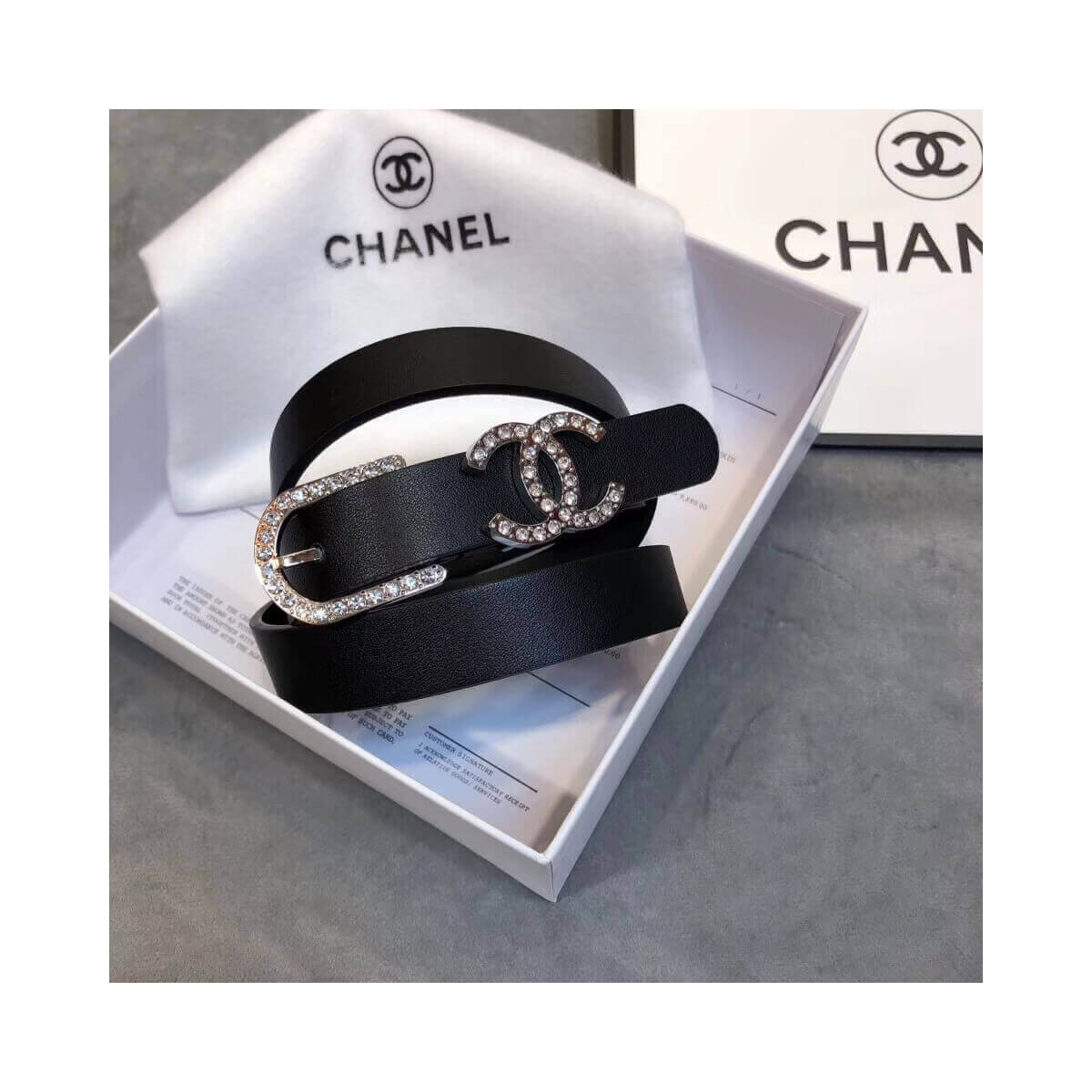 Chanel Double C Strass Buckle 20mm Belt AA6800