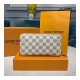 Louis Vuitton Damier Azur Canvas Zippy Wallet N63503 Pink