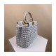 Fendi Peekaboo Iconic Mini Leather Interlace Bag 2031 White