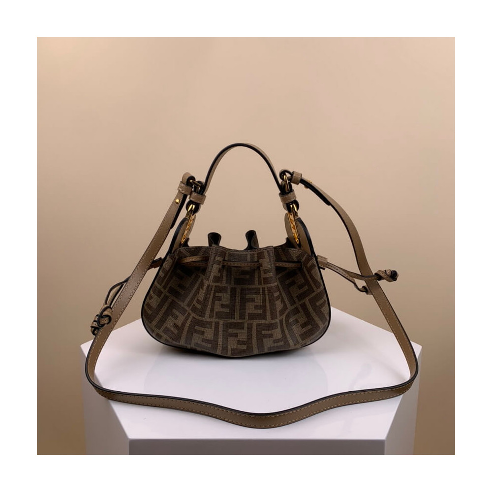 Fendi Pomodorino Brown FF Fabric Mini Bag 8BS059