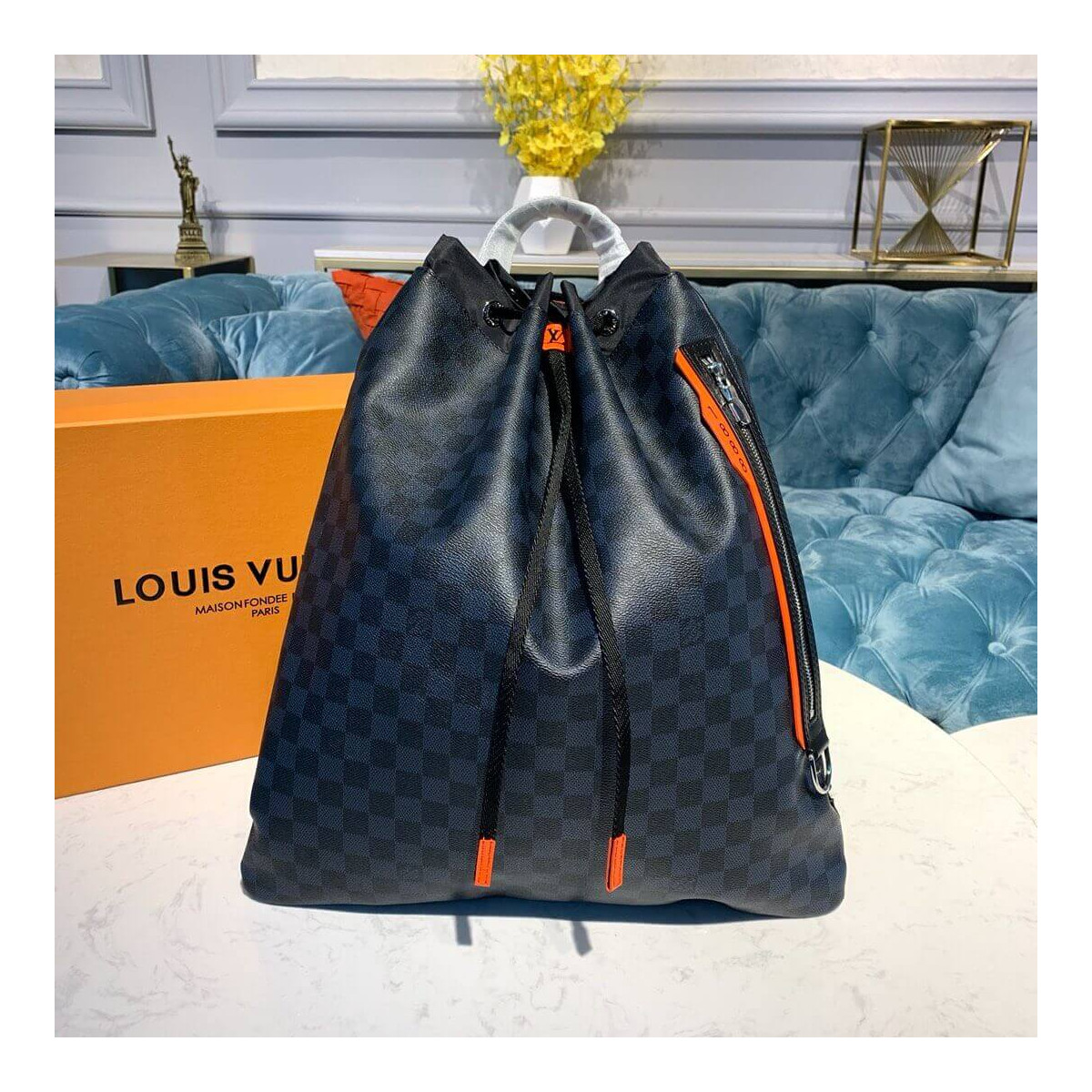 Louis Vuitton Damier Cobalt Drawstring Backpack N40170