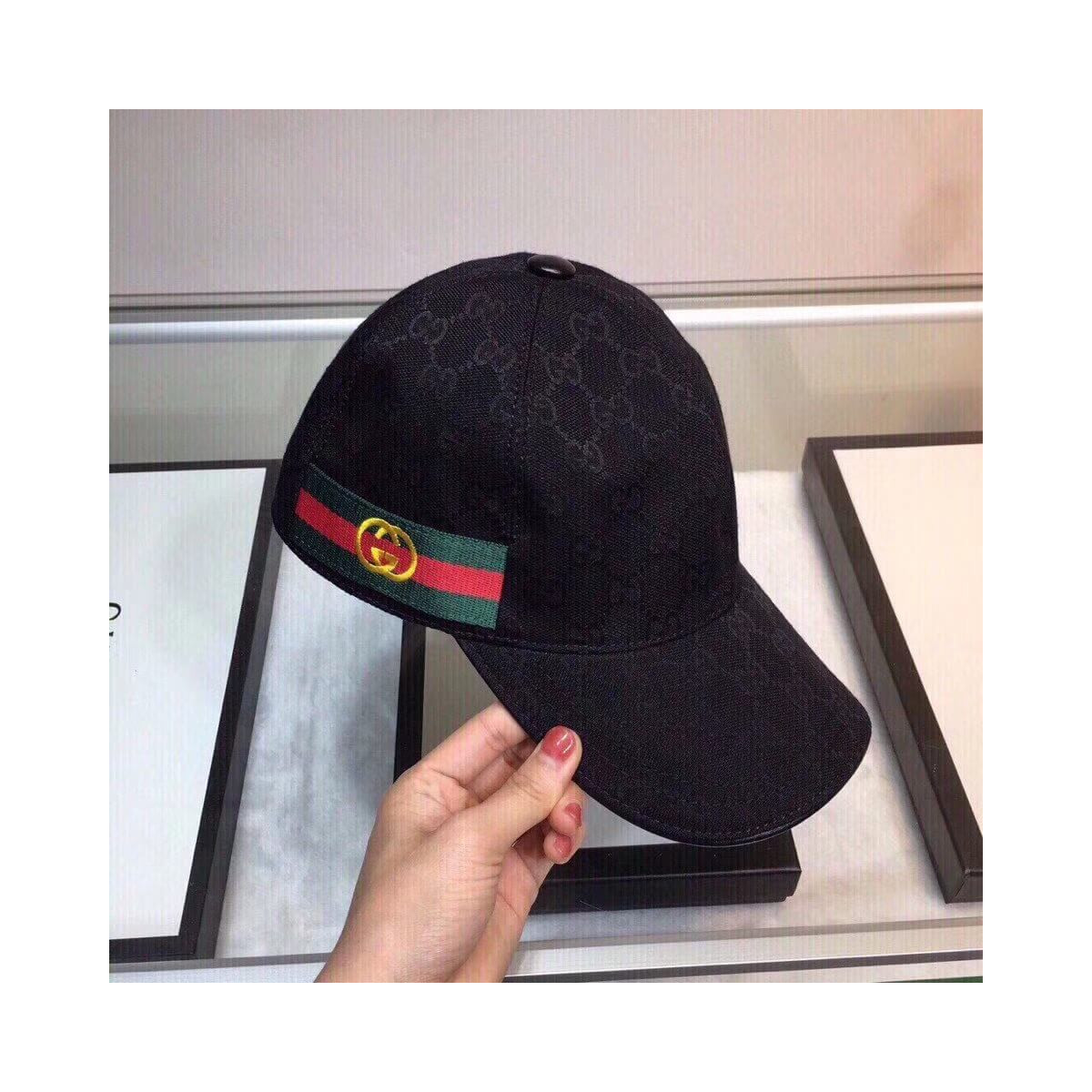 Gucci Original GG Canvas Baseball Hat With Web 200031