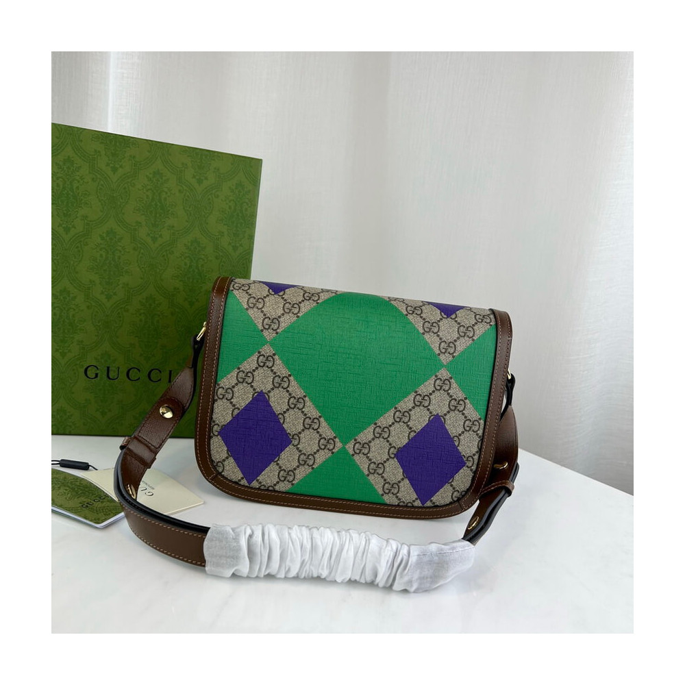 Gucci Horsebit 1955 Shoulder Bag With Geometric Print 602204