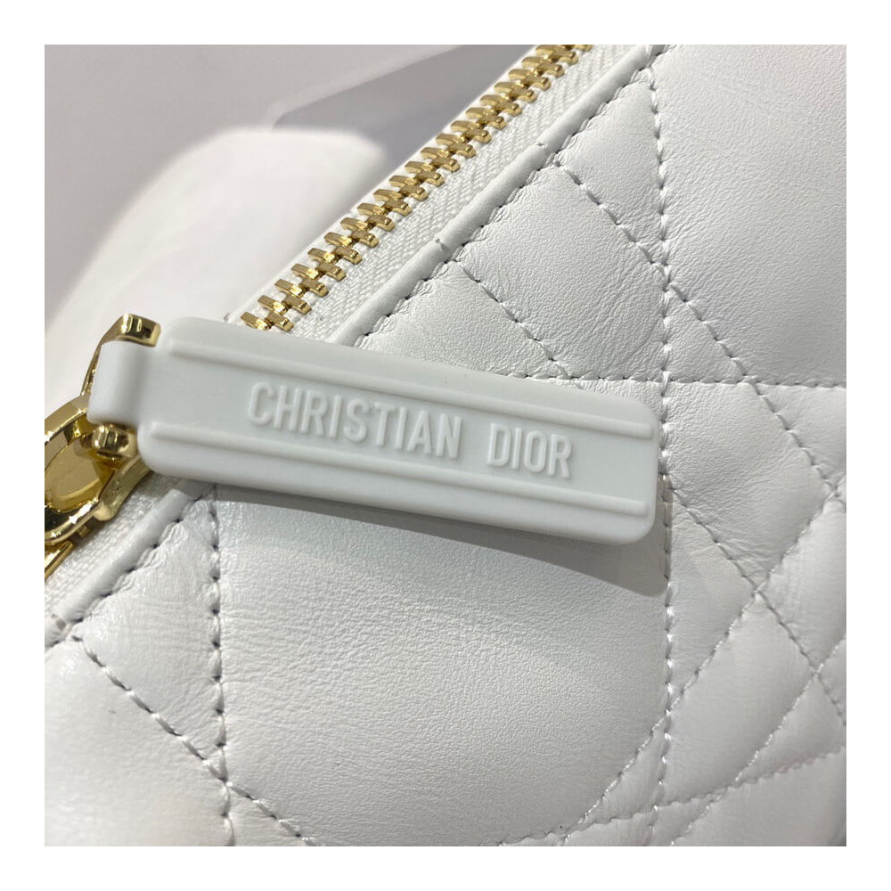 Christian Dior Small Vibe Hobo Bag M7200 White Cannage Lambskin