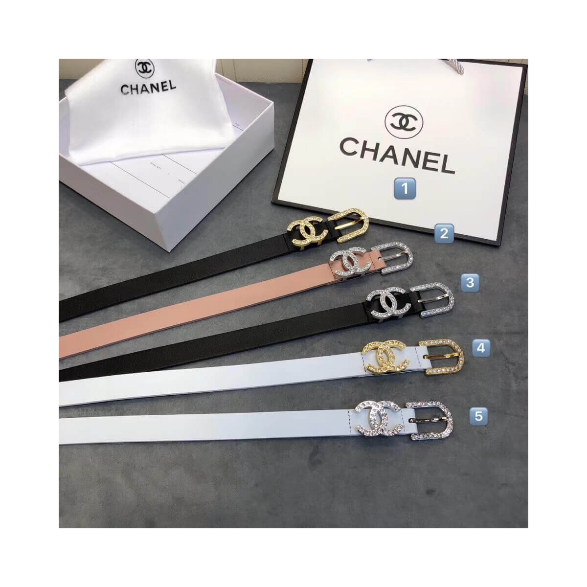 Chanel Double C Strass Buckle 20mm Belt AA6800