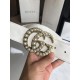 Gucci 40mm Leather Belt With Pearl Double G 453260