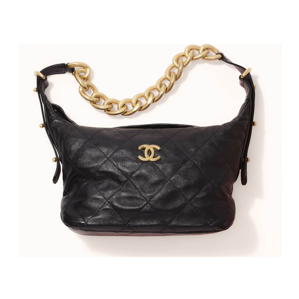 Chanel Black Calfskin Leathe Hobo Bag AS2910