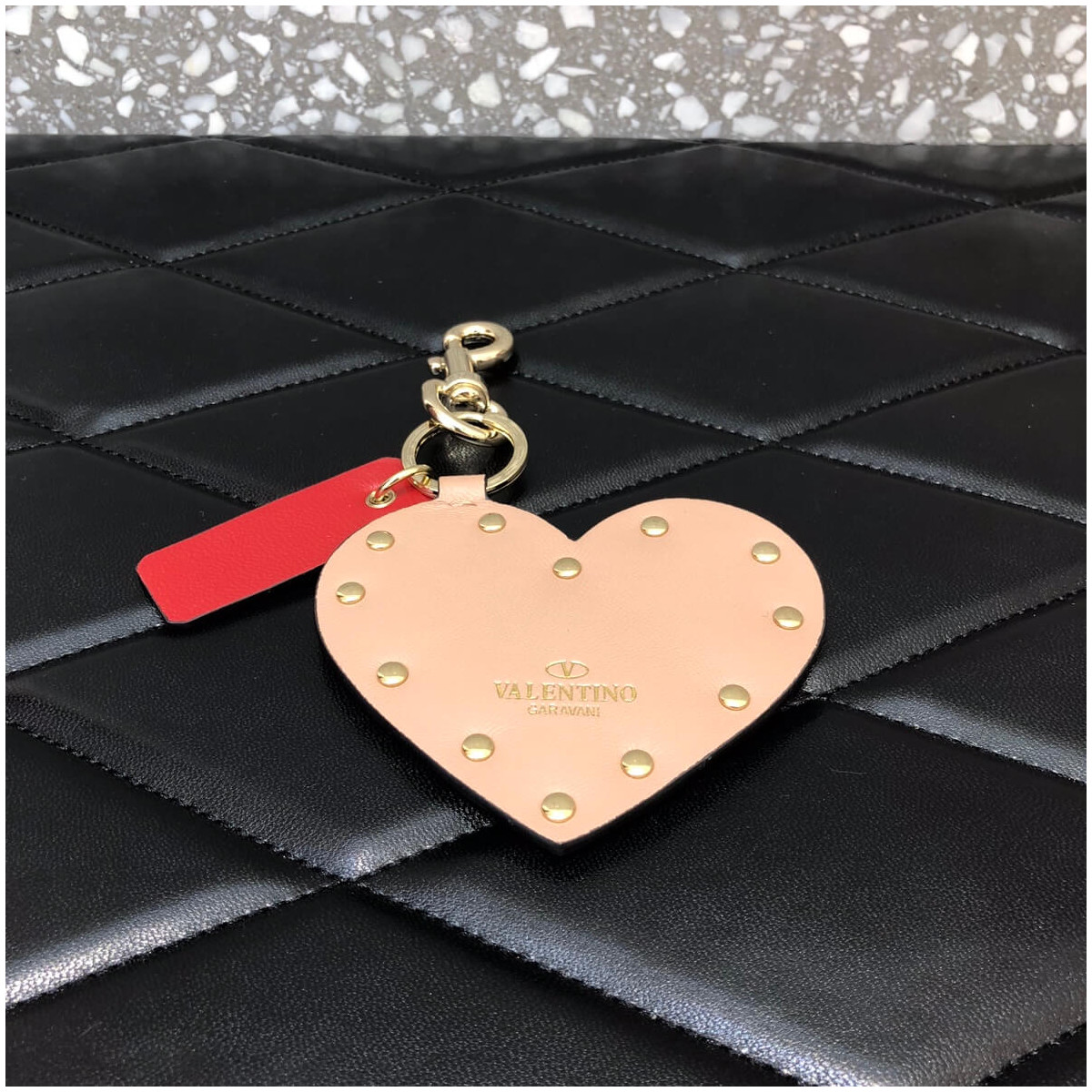 Valentino Rockstud Spike Heart Key Ring in Red 201