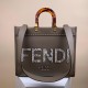 Fendi Medium Sunshine Shopper 8BH386 in Grey leather and Elaphe