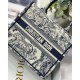 Christian Dior Small Book Tote Bag 26cm Toile De Jouy Reverse Embroidery Blue