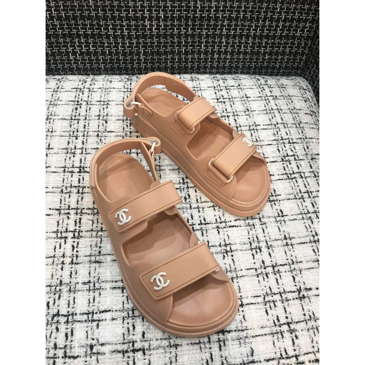 Chanel Velcro Sandals G31848 Apricot