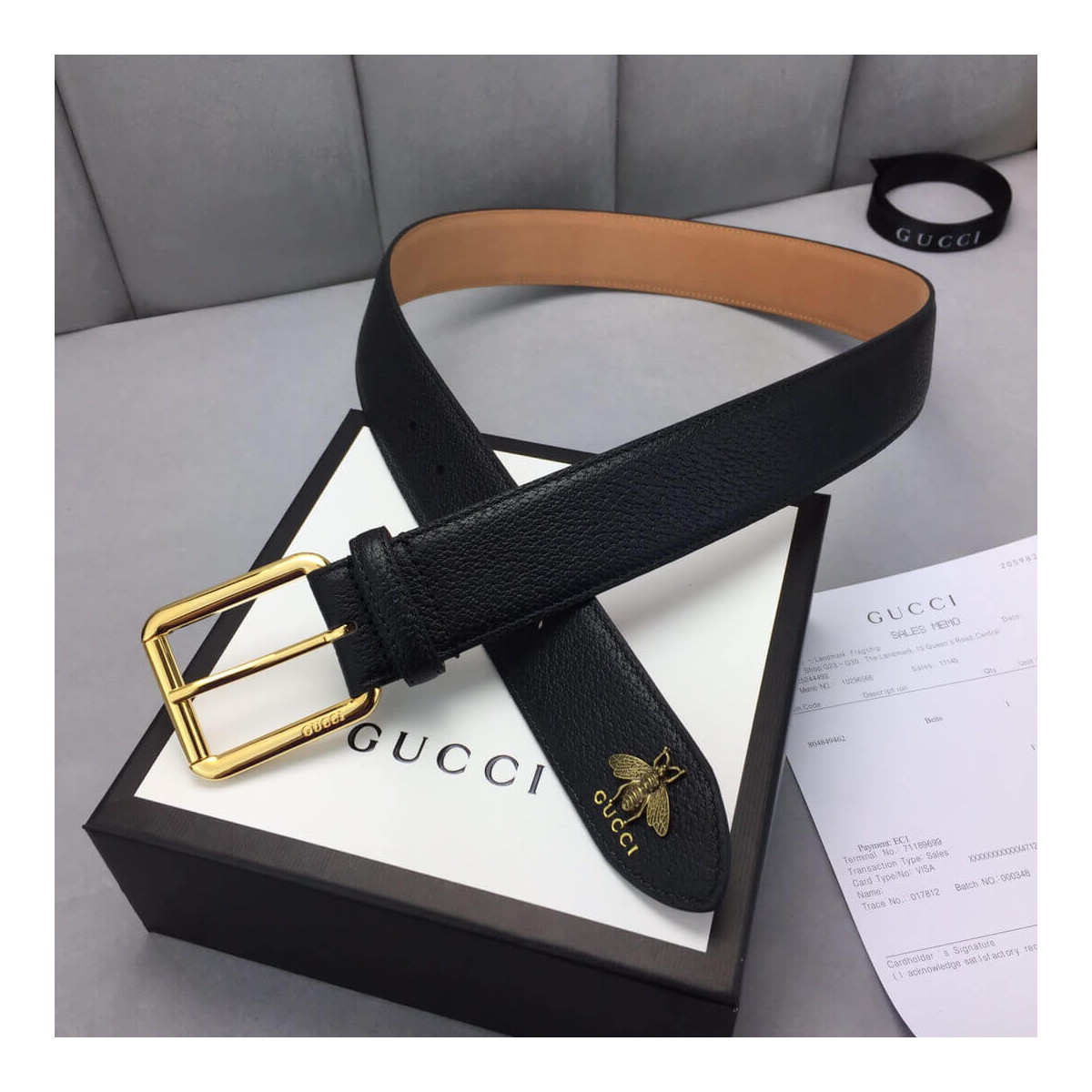 Gucci Leather Belt With Bee 40mm 523307