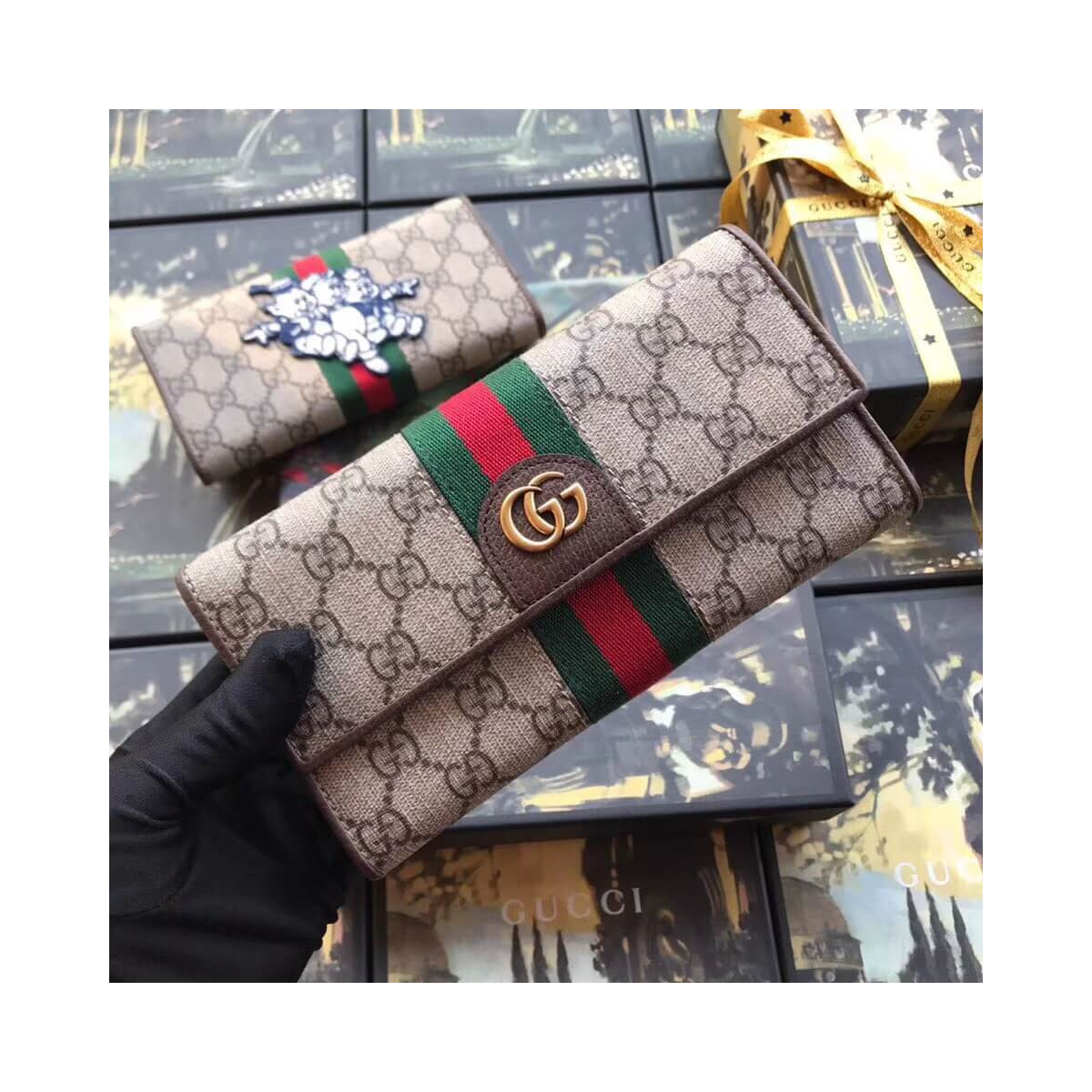 Gucci GG Continental Wallet with Three Little Pigs 557803