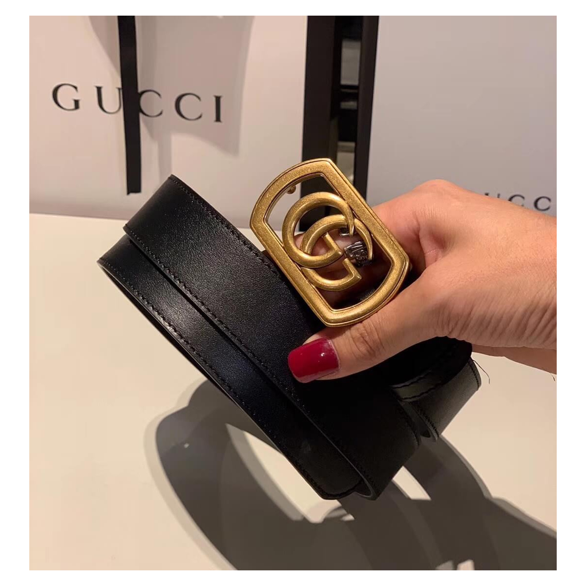 Gucci Belt With Framed Double G Buckle 575587