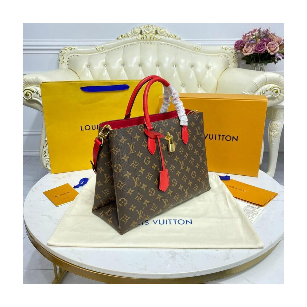 Louis Vuitton Monogram Canvas Flower Tote M43553 Red