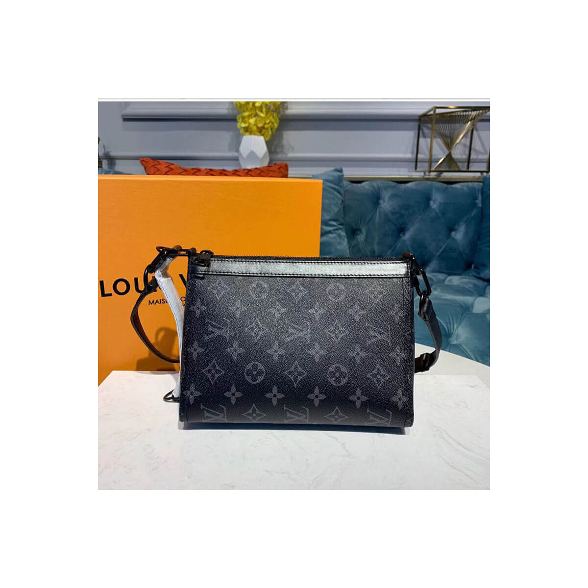 Louis Vuitton Monogram Eclipse Canvas Triangle Messenger M54330