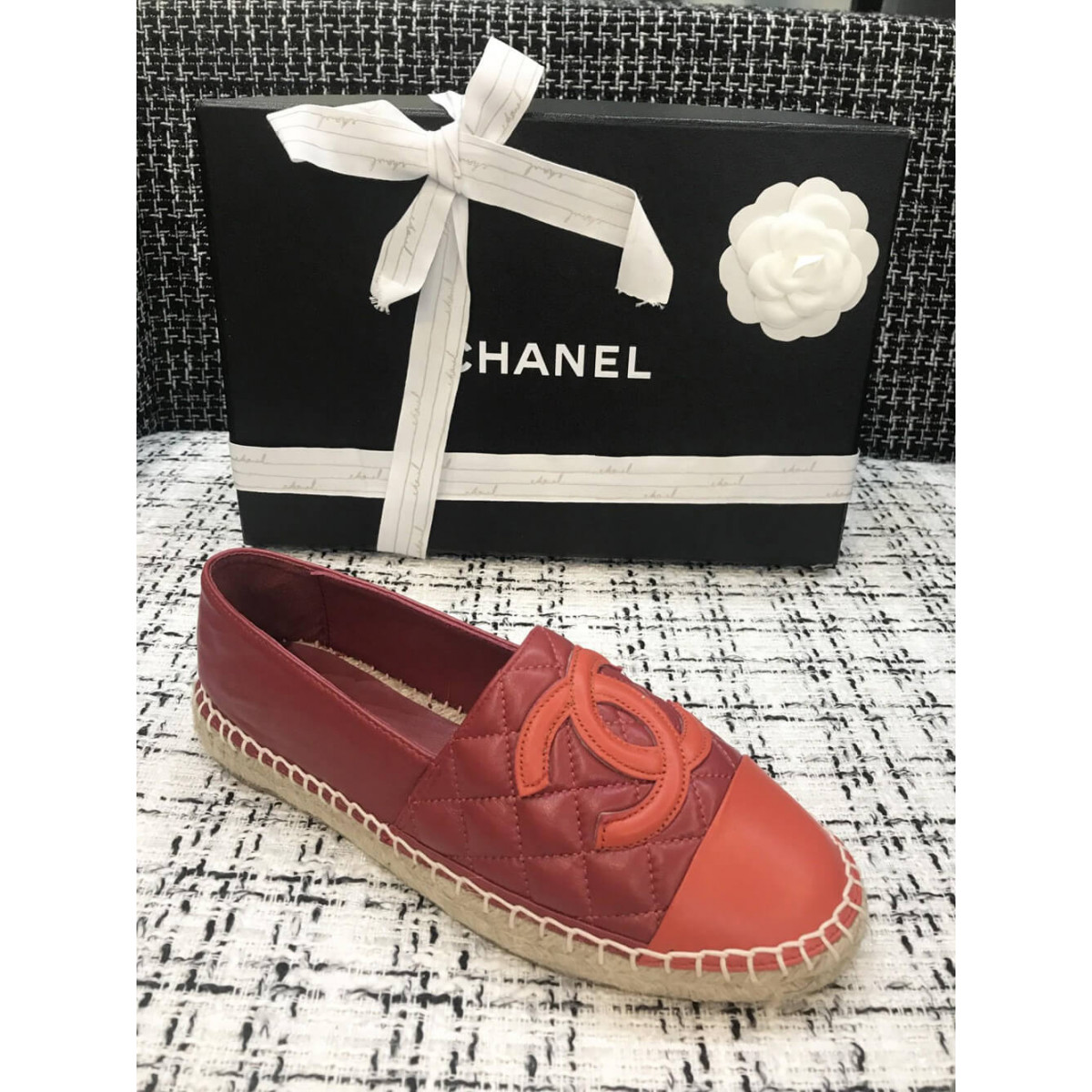 Chanel CC Quilted Espadrilles G29762 Burgundy