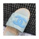 Chanel CC Quilted Mules G35604 Light Blue/Blue