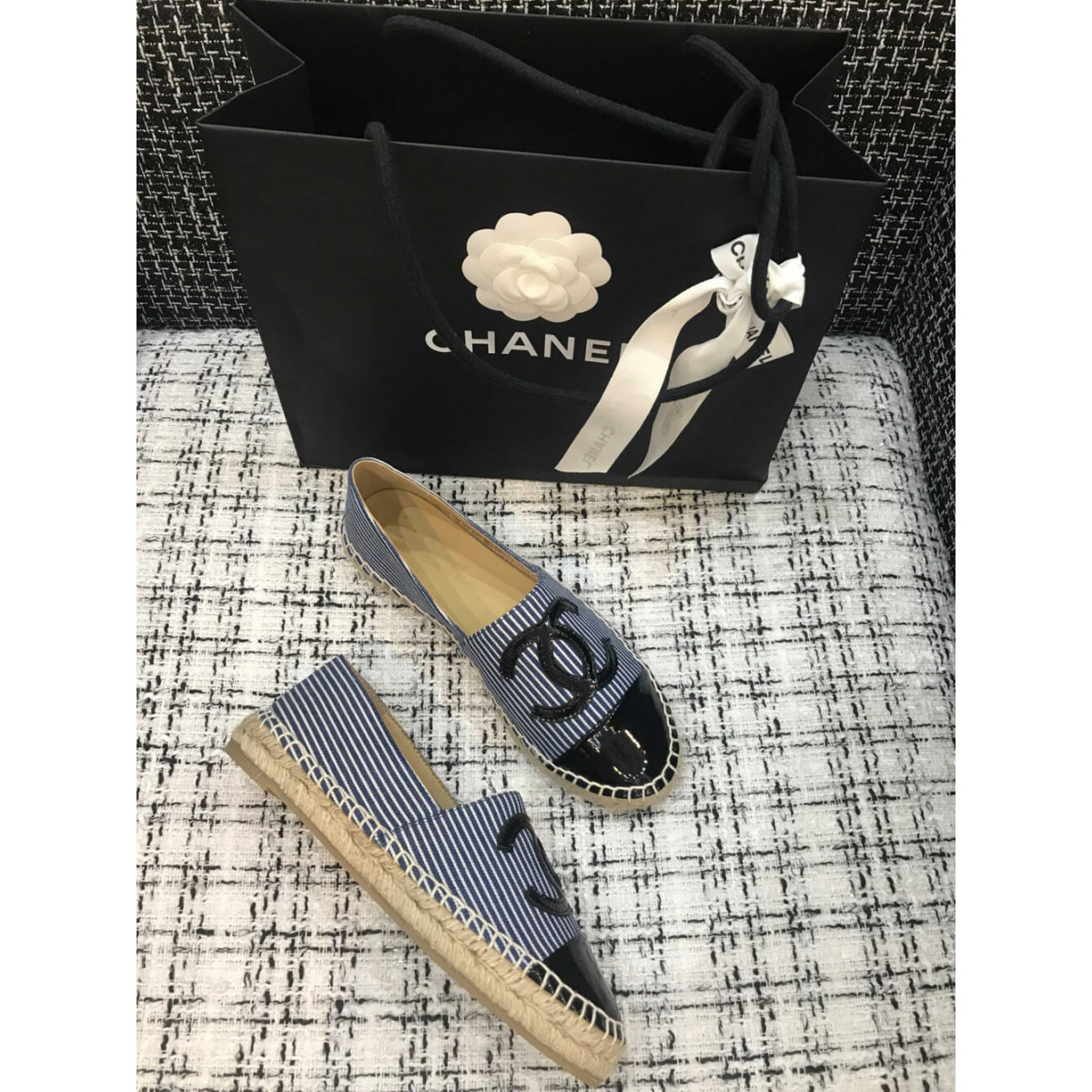 Chanel Tweed &amp; Patent Calfskin Espadrilles G29762