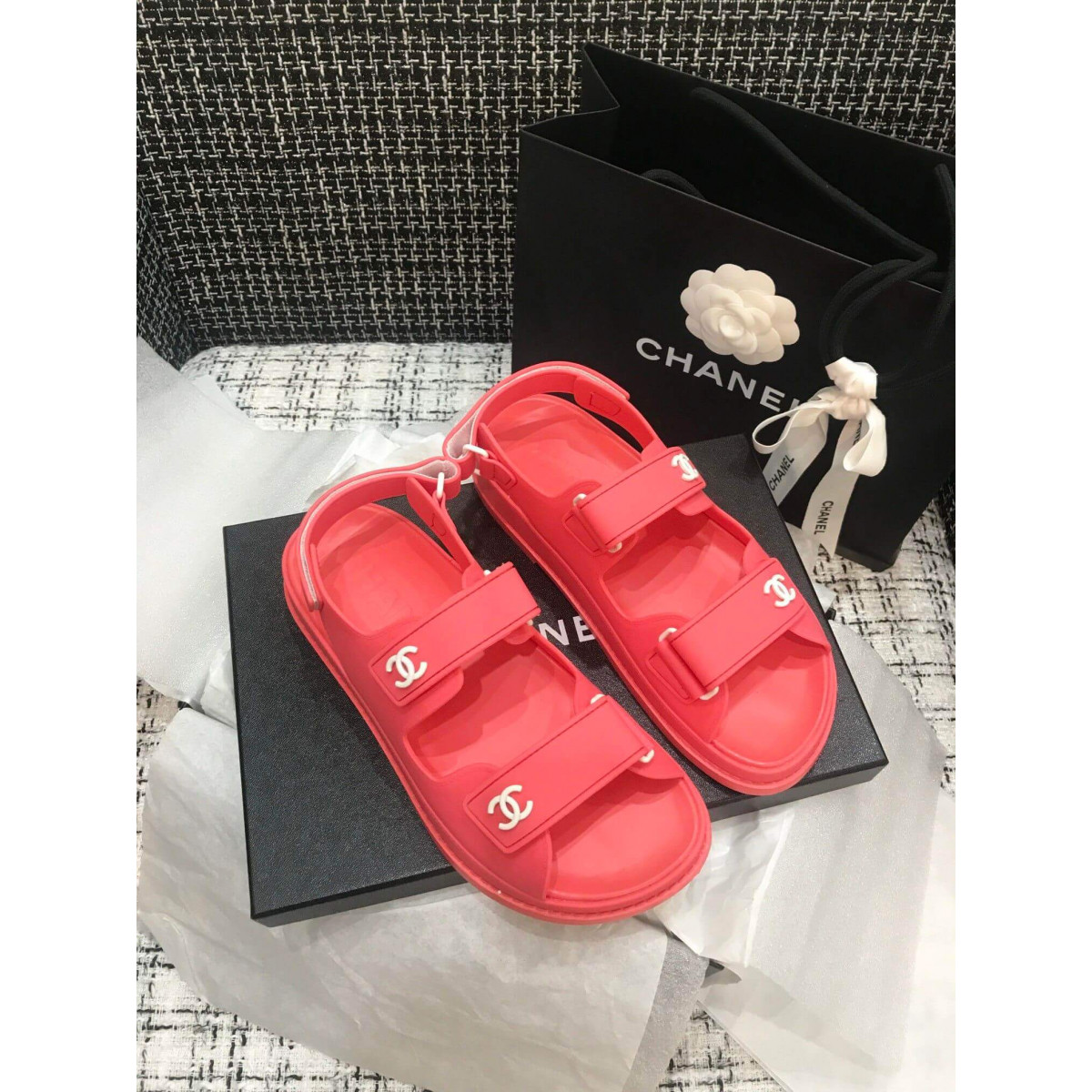 Chanel Velcro Sandals G31848 Rosy