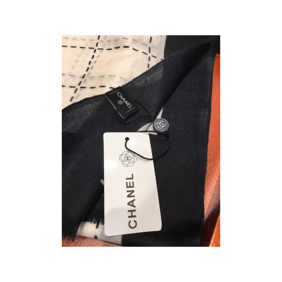 Chanel Cashmere Wool Sequins CC Stole C32041