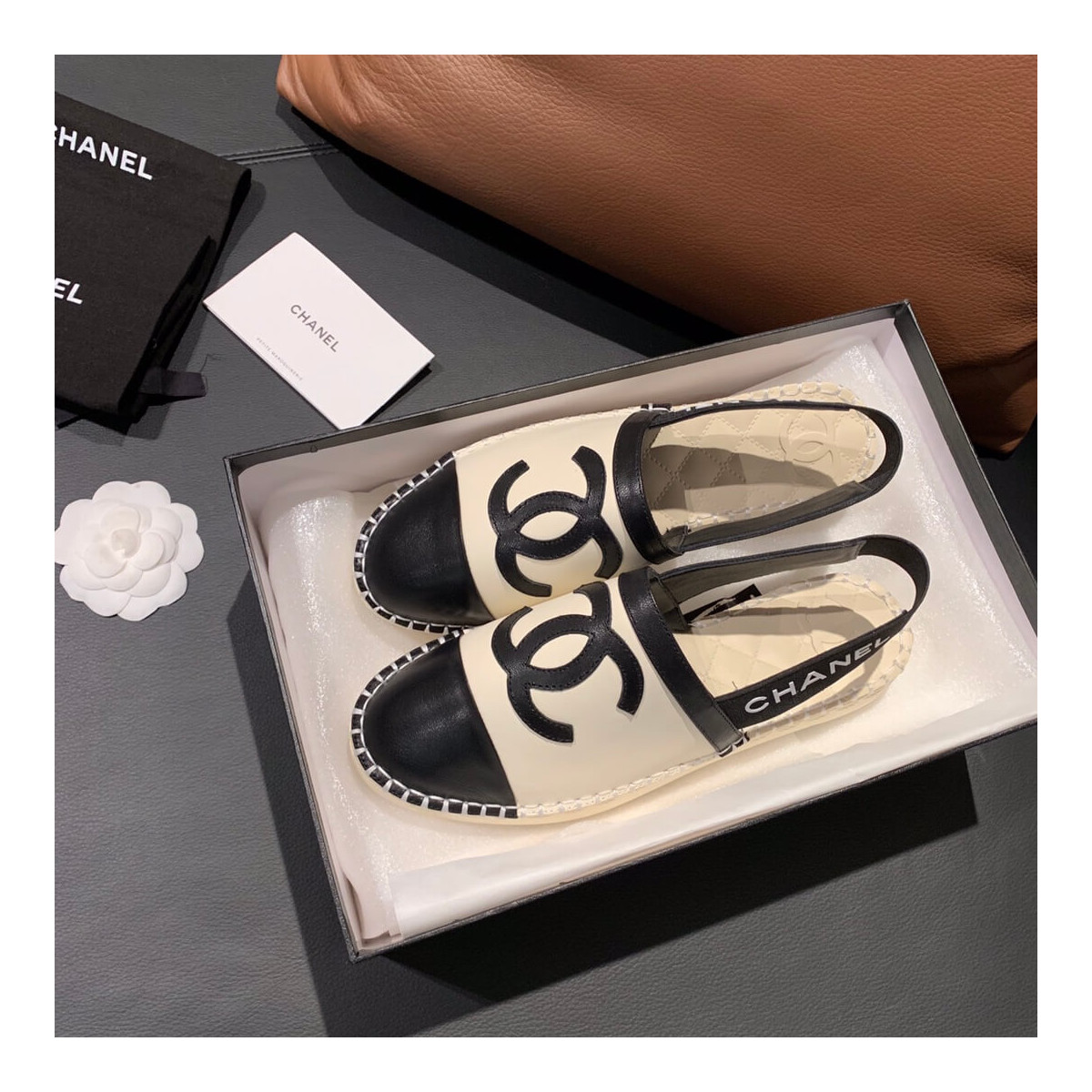 Chanel Slingback Espadrilles G34817 Beige/Black