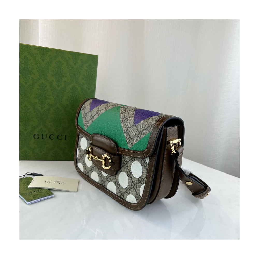 Gucci Horsebit 1955 Shoulder Bag With Geometric Print 602204