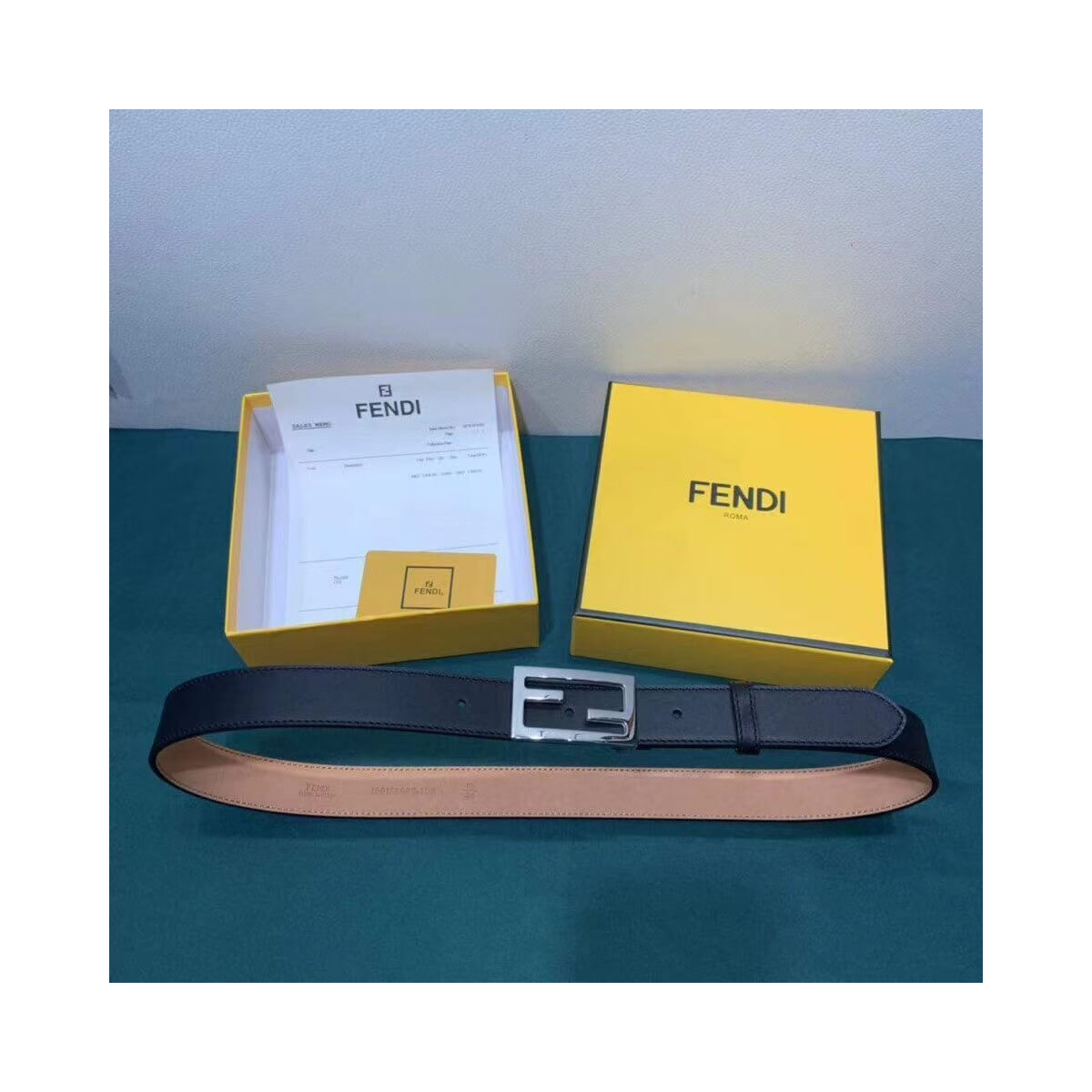 Fendi Baguette 30mm FF Buckle Belt 8C05311 Black