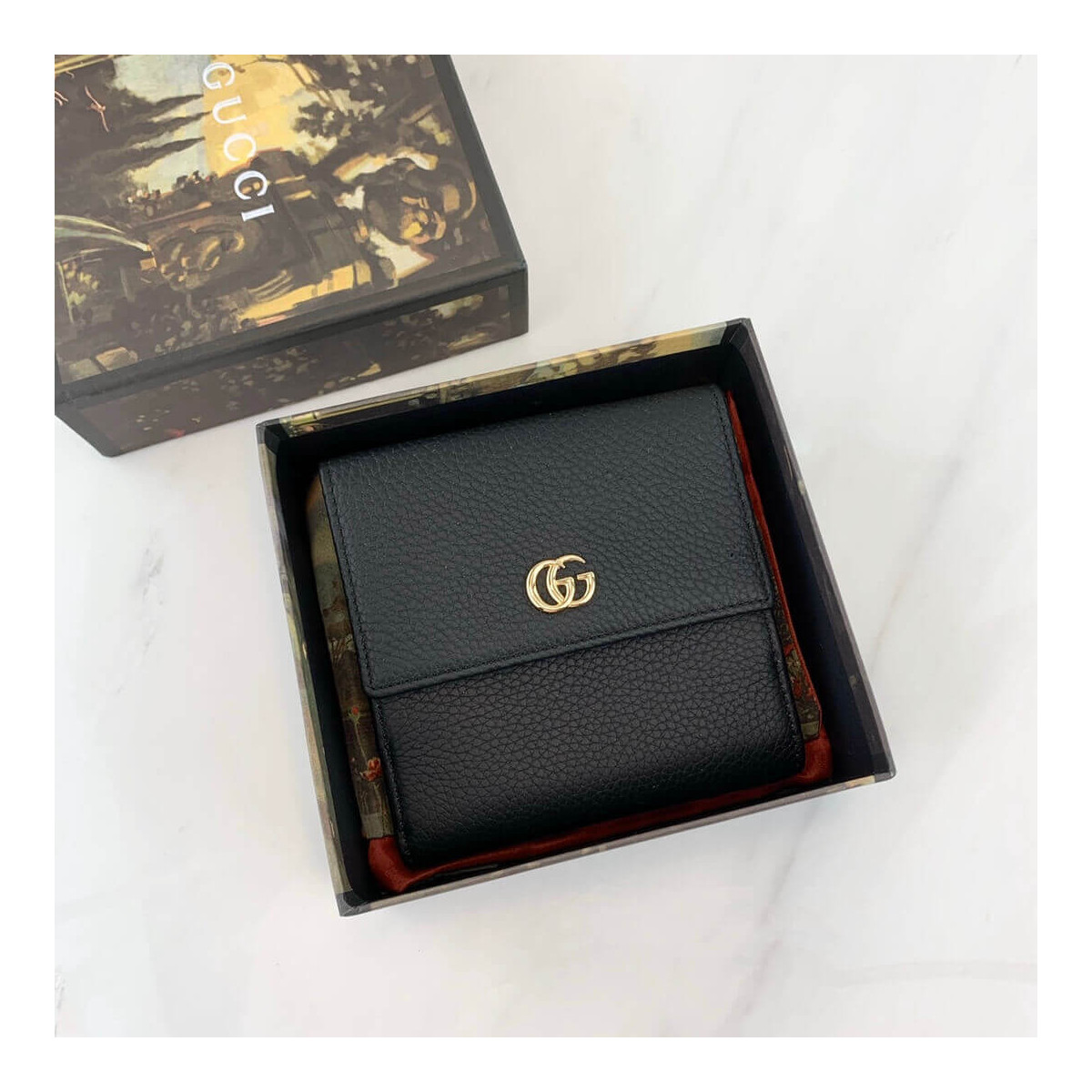 Gucci Leather French Flap Wallet 456122