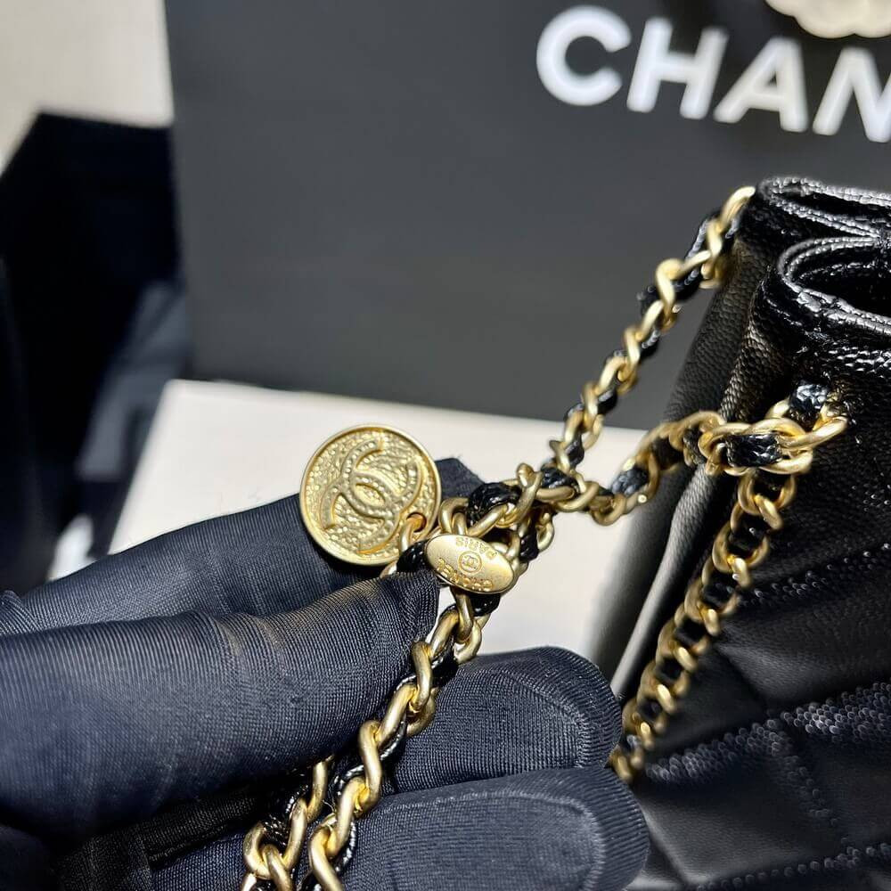 Chanel Small Tote in Black Grained Calfskin AS3470