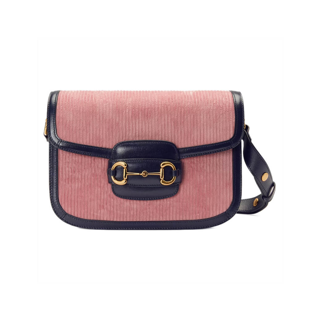 Gucci Horsebit 1955 Small Bag 602204 Pink Corduroy