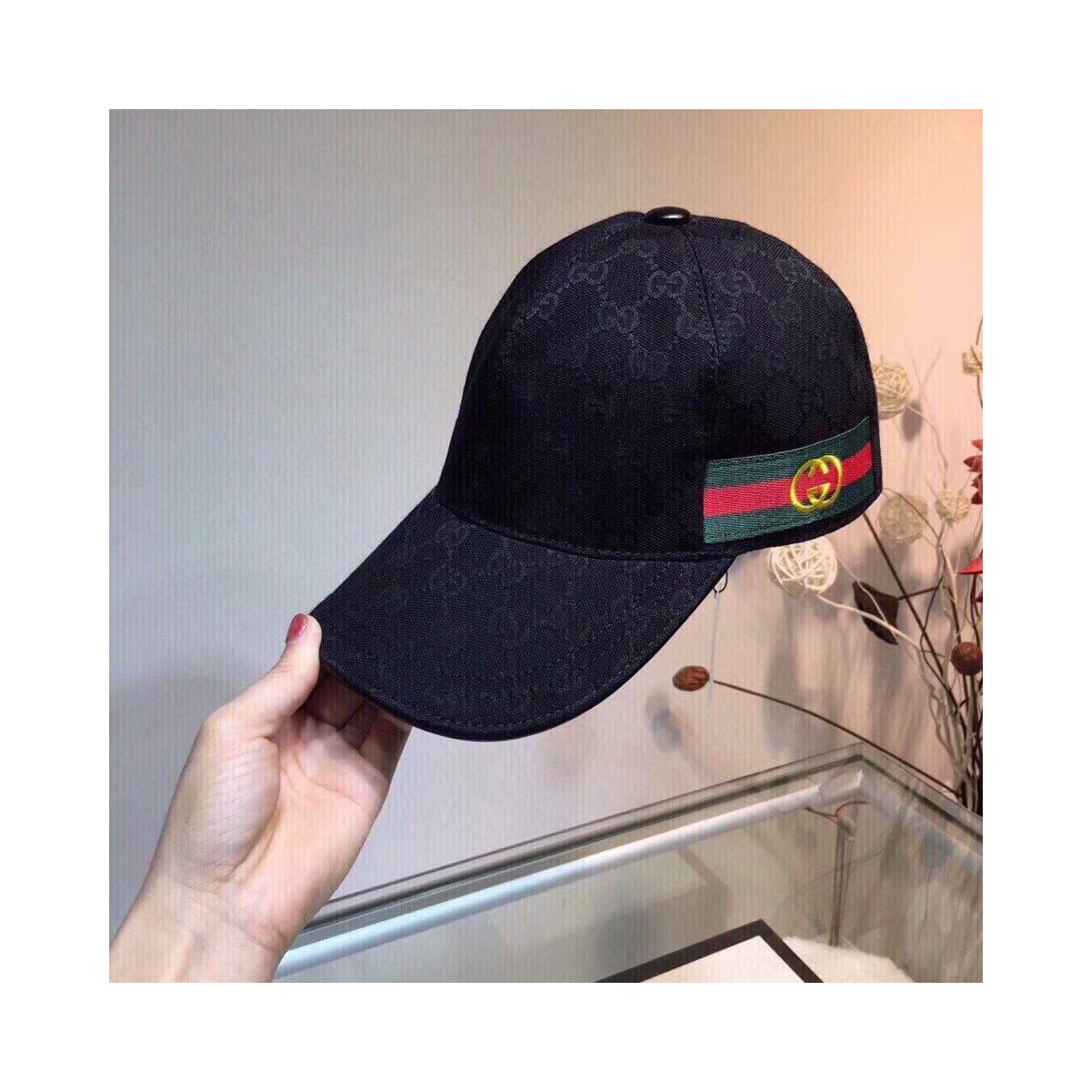 Gucci Original GG Canvas Baseball Hat With Web 200031