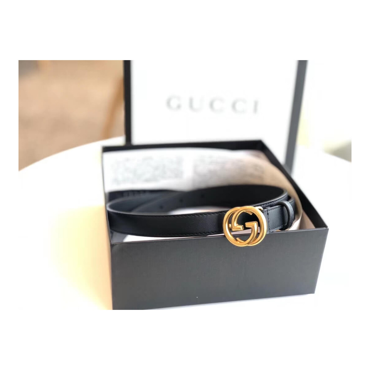 Gucci 20mm Leather Belt With Double G Buckle 409417